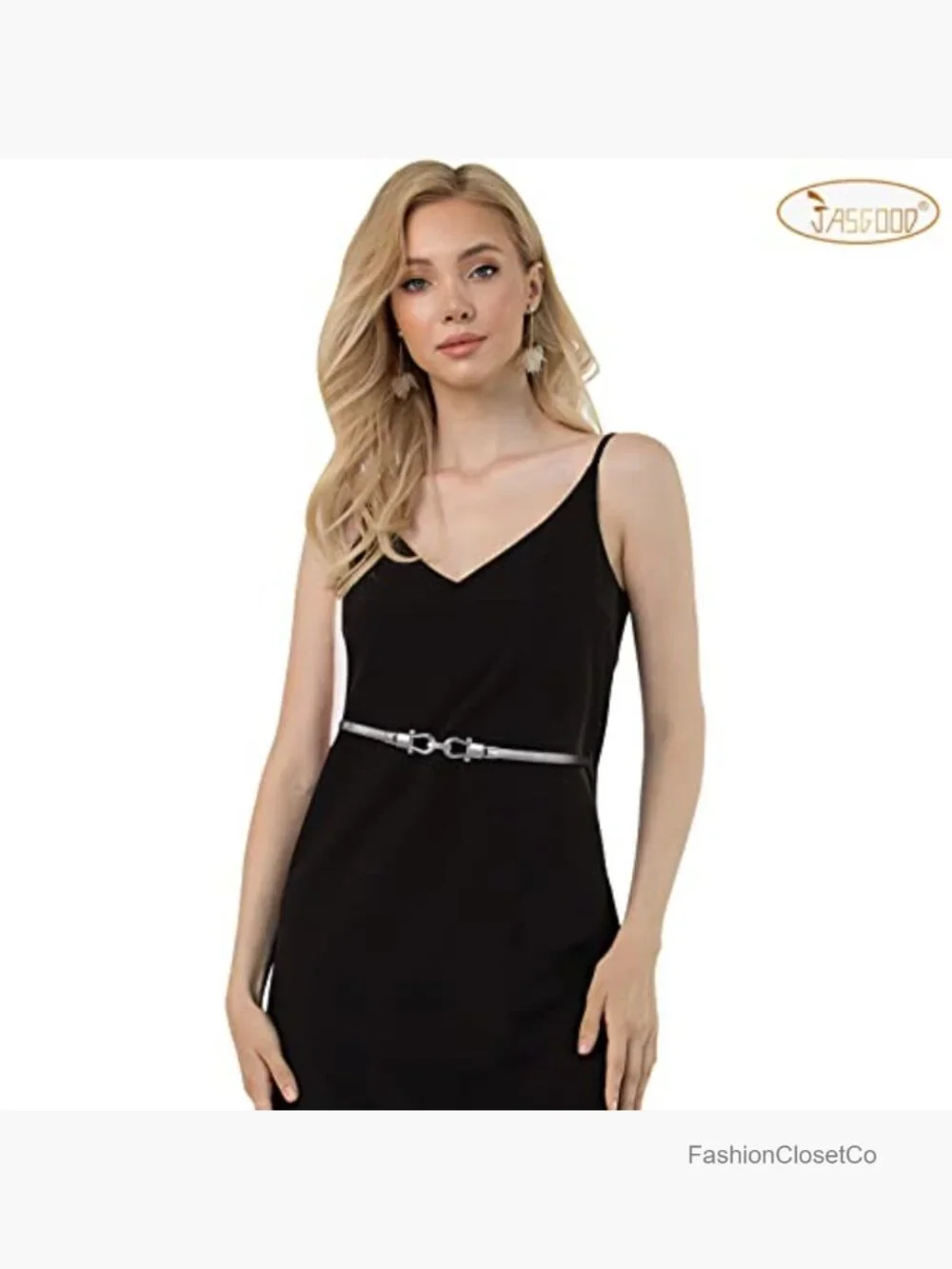 Skinny Metal Waist Belt - Elastic Stretch Dress Belt